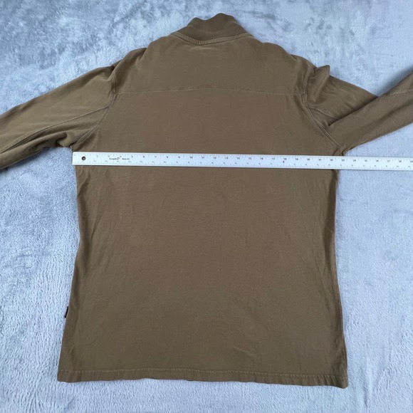 KUHL Long Sleeve Pullover Mock Neck Henley Shirt Khaki Mens Size L Cotton Gorp - Picture 10 of 15